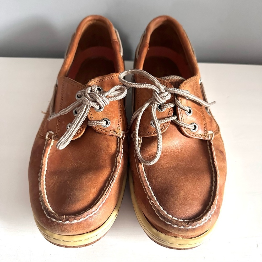 SPERRY Top Sider Men’s Leather Boat Shoes Brown Sz 8.5 EUC